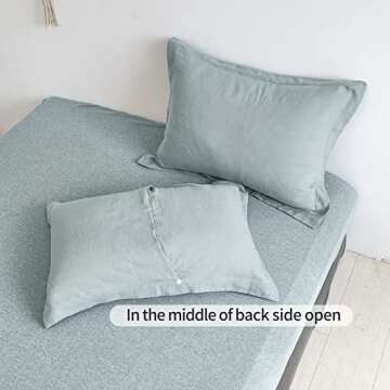 King Linens 100% French Linen Pillow Shams Basic Style - Pack of 2 - Washed Solid Color Natural Flax Soft Breathable - Dusty Blue, 20'' x 36''