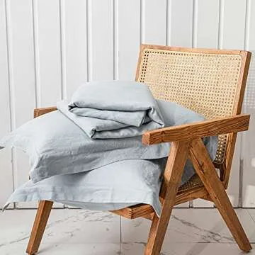 King Linens 100% French Linen Pillow Shams Basic Style - Pack of 2 - Washed Solid Color Natural Flax Soft Breathable - Dusty Blue, 20'' x 36''