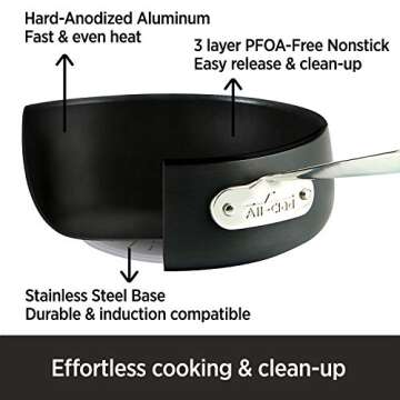 All-Clad HA1 Hard Anodized Nonstick Chef's Pan,12 Inch Induction Oven Broiler Safe 500F, Lid Safe 35...