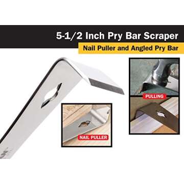 Titan Tools 5-1/2-Inch Stainless Steel Pry Bar Scraper