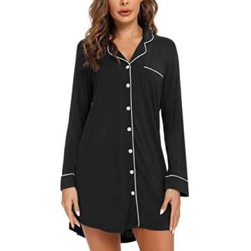 Leikar Nightgowns Soft Button Down Pajamas for Women