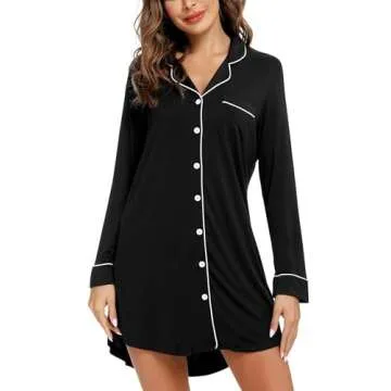 Leikar Nightgowns Soft Button Down Pajamas for Women