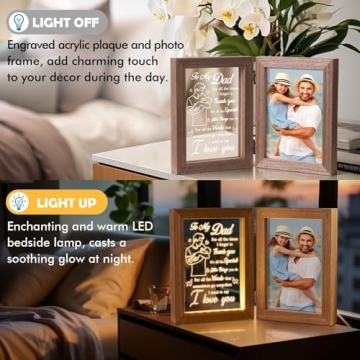 Christmas Gifts for Dad Who Wants Nothing from Daughter Son Kids Best Dad Gifts - Engraved Night Light with Dad Picture Frame 5x7, Father in Law Christmas Gifts & Step Dad Bonus Dad New Dad Gifts