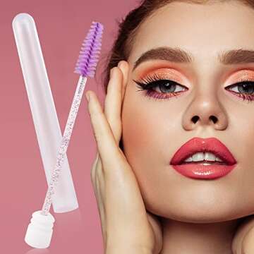 NAIHOD 10 Pcs Diamond Transparent Eyelash Brush Tubes - Stylish & Hygiene-Centric Makeup Tools