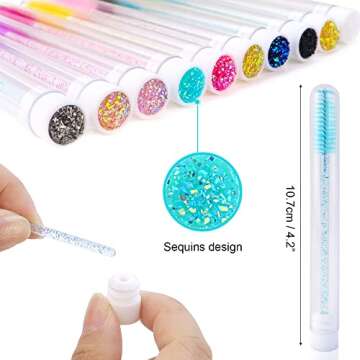 Stylish NAIHOD Diamond Eyelash Brush Tubes - 10 Pcs