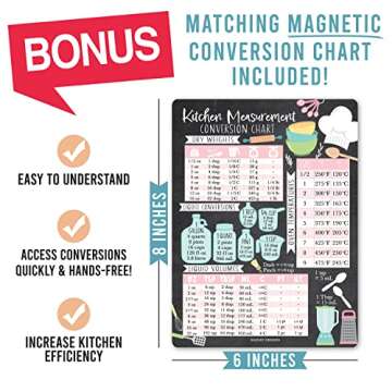 Hadley Designs Doodle Magnetic Weekly Meal Planner Dry Erase Board for Refrigerator-Magnetic Meal Planner, Weekly Dinner Menu Board for Kitchen Conversion Chart Magnet, Grocery List