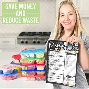 Hadley Designs Doodle Magnetic Weekly Meal Planner Dry Erase Board for Refrigerator-Magnetic Meal Planner, Weekly Dinner Menu Board for Kitchen Conversion Chart Magnet, Grocery List