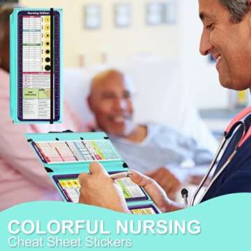 Vuzvuv Nursing Clipboard Foldable, Blue Nurse Pocket Clipboard 3 Layers with Nursing Medical Edition Cheat Sheets, Foldable Nurse Clip Boards Notepad for Students, Nurses, Doctors and Medical Staff