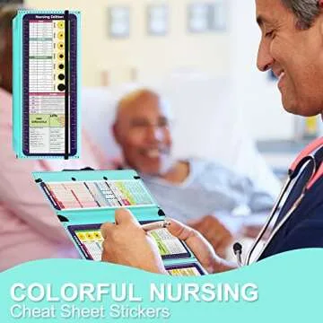 Vuzvuv Nursing Clipboard Foldable, Blue Nurse Pocket Clipboard 3 Layers with Nursing Medical Edition Cheat Sheets, Foldable Nurse Clip Boards Notepad for Students, Nurses, Doctors and Medical Staff