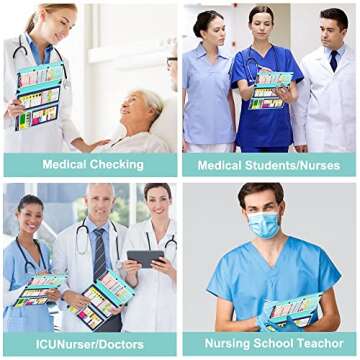 Vuzvuv Nursing Clipboard Foldable, Blue Nurse Pocket Clipboard 3 Layers with Nursing Medical Edition Cheat Sheets, Foldable Nurse Clip Boards Notepad for Students, Nurses, Doctors and Medical Staff
