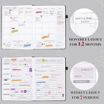 Homeschool Planner 2025 - Undated Teacher & Lesson Plan Book, Home School Planner for Mom, Large 8.5 * 11' Weekly Monthly Daily Family & Homeschool Organization - Black