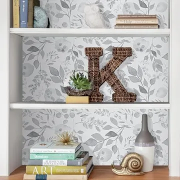 Mecpar Peel and Stick Grey Breezy Leaves Wallpaper