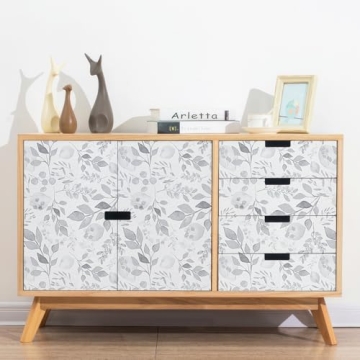 Mecpar Peel and Stick Grey Breezy Leaves Wallpaper