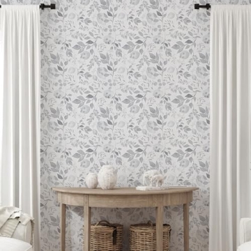 Mecpar Peel and Stick Grey Breezy Leaves Wallpaper