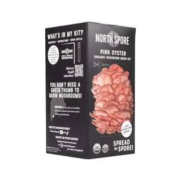 North Spore Organic Pink Oyster Mushroom Spray & Grow Kit (4 lbs) | USDA-Certified Organic, Non-GMO, Beginner-Friendly & Easy to Use | Handmade in Maine, USA