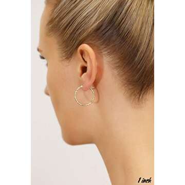 14k Gold Hand Engraved Diamond-cut Round Hoop Earrings -1'' Diameter (yellow-gold)…
