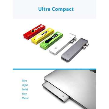 CharJenPro USB C Hub for MacBook Pro 16", 15", 13", 2020, 2019, 2018, MacBook Air 2020, 2019, 2018, 100W Power, TB 3, 2 USB 3.0, microSD, SD Card Reader, USB C Port. USBC Adapter for MacBook 2020.