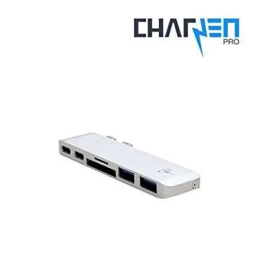 CharJenPro USB C Hub for MacBook Pro 16", 15", 13", 2020, 2019, 2018, MacBook Air 2020, 2019, 2018, 100W Power, TB 3, 2 USB 3.0, microSD, SD Card Reader, USB C Port. USBC Adapter for MacBook 2020.
