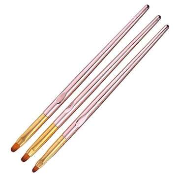 FULINJOY 3 Pcs Rose Gold Round Nail Art Brush Set Nail Painting Brush Manicure Tool UV Gel 3D Nail B...