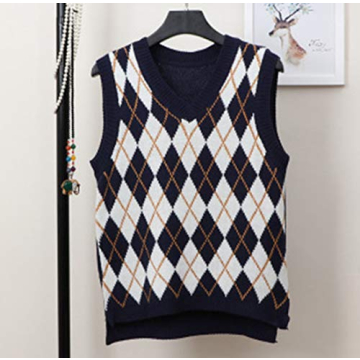 YIJIN Argyle Preppy Sweater Vest for Trendy Women