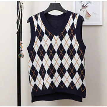 YIJIN Argyle Preppy Sweater Vest for Trendy Women