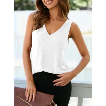 BLENCOT Women's Summer Trendy V Neck Tank Top