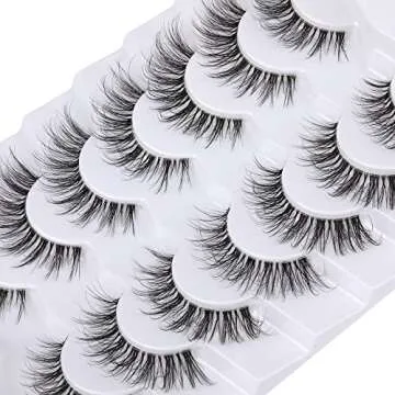 False Eyelashes with Clear Band Faux Mink Lashes Natural Look Fluffy Wispy Fake Lashes Pack by Kiromiro 7 Pairs