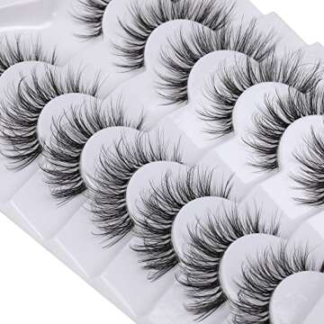 False Eyelashes with Clear Band Faux Mink Lashes Natural Look Fluffy Wispy Fake Lashes Pack by Kiromiro 7 Pairs