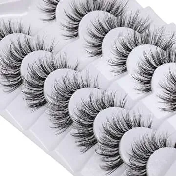 False Eyelashes with Clear Band Faux Mink Lashes Natural Look Fluffy Wispy Fake Lashes Pack by Kiromiro 7 Pairs