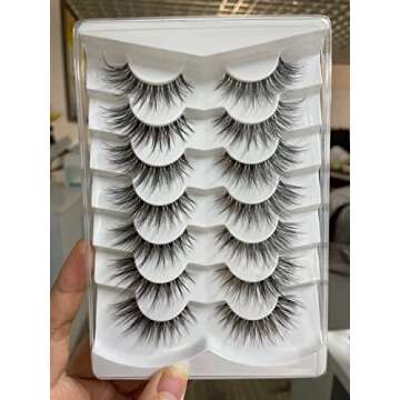 False Eyelashes with Clear Band Faux Mink Lashes Natural Look Fluffy Wispy Fake Lashes Pack by Kiromiro 7 Pairs