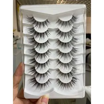 False Eyelashes with Clear Band Faux Mink Lashes Natural Look Fluffy Wispy Fake Lashes Pack by Kiromiro 7 Pairs