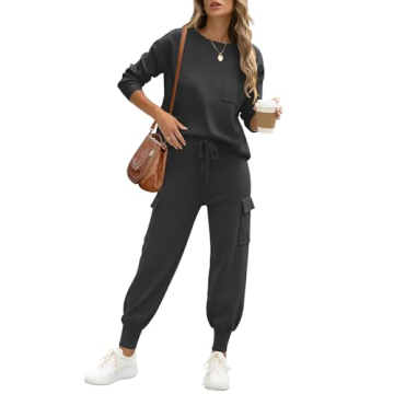 Caracilia Women's Cozy 2-Piece Sweater Outfit with Cargo Joggers
