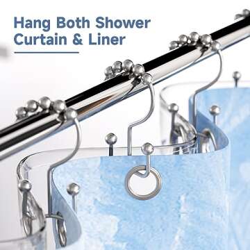 Titanker Shower Curtain Hooks Rings, Rust-Resistant Metal Double Glide Shower Hooks for Bathroom Sho...