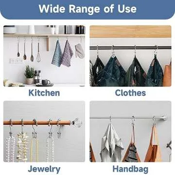 Titanker Shower Curtain Hooks Rings, Rust-Resistant Metal Double Glide Shower Hooks for Bathroom Shower Rods Curtains, Set of 12 Hooks - Chrome