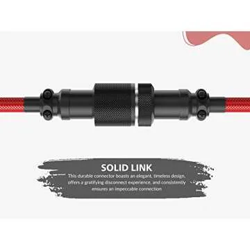 Ranked Coiled Keyboard Cable | Handcrafted Double-Sleeved Braided Cable | USB Type C to A | 5-Pin Aviator Connector for Custom Mechanical Gaming Keyboard | Support Fast Charge 20W (Ponciana Red)