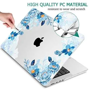 May Chen Compatible with MacBook Pro 14 inch Case 2023 2022 2021 Release M3 A2918 A2992 M2 A2779 M1 A2442 Pro/Max, Plastic Hard Shell Case with Keyboard Cover, Fresh Watercolor Flowers