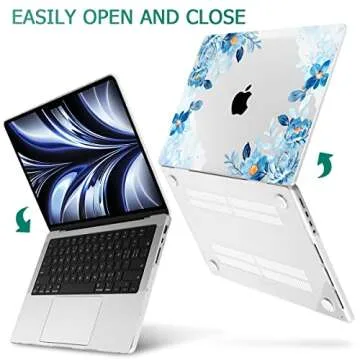 May Chen Compatible with MacBook Pro 14 inch Case 2023 2022 2021 Release M3 A2918 A2992 M2 A2779 M1 A2442 Pro/Max, Plastic Hard Shell Case with Keyboard Cover, Fresh Watercolor Flowers
