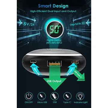 Hand Warmer Rechargeable, MKG 10000mAh Electric Handwarmers & Quick Charge Power Bank, 15 Hrs Long Lasting Heating Portable USB Hand Heater for Outdoor, Great Electronic Gift Idea for Women Men