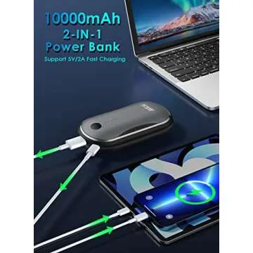 Hand Warmer Rechargeable, MKG 10000mAh Electric Handwarmers & Quick Charge Power Bank, 15 Hrs Long Lasting Heating Portable USB Hand Heater for Outdoor, Great Electronic Gift Idea for Women Men