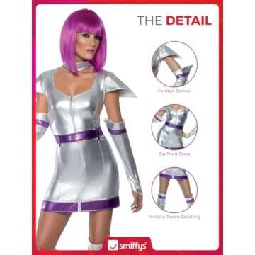 Smiffys Fever Space Cadet Costume for Women - Silver Metallic
