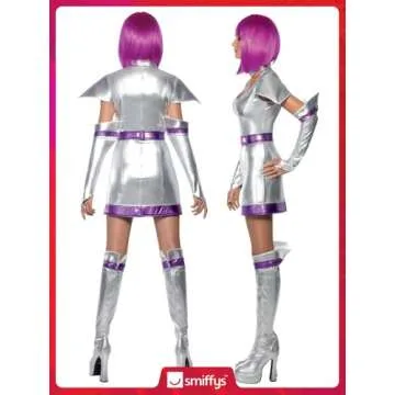 Smiffys Fever Space Cadet Costume for Women - Silver Metallic