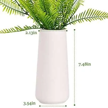 VanEnjoy 7" High Stylish Cream White Ceramic Vase