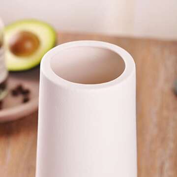 VanEnjoy 7" High Stylish Cream White Ceramic Vase