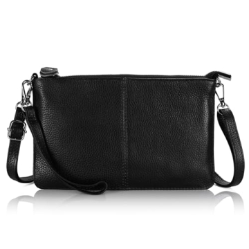 bfen Black Women's Genuine Leather Wristlet Clutch Crossbody Phone Bags Wallet Purses and Handbags f...