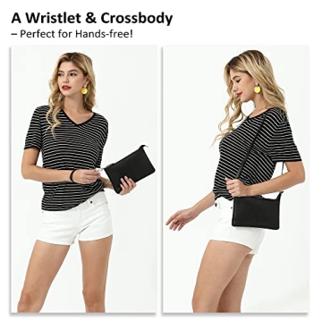 bfen Genuine Leather Wristlet Clutch for Women