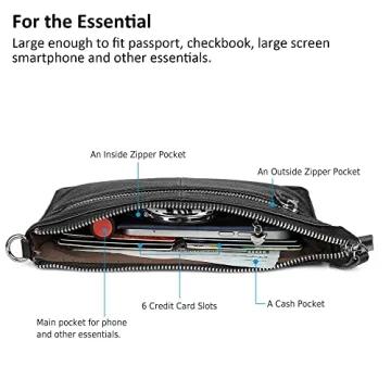 bfen Genuine Leather Wristlet Clutch for Women