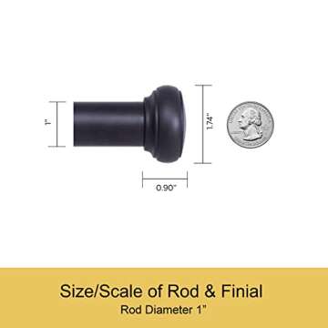 Kenney Weaver Cap End Indoor/Outdoor Black Curtain Rod, Adjustable Curtain Rod for Windows 72 to 144 Inches, Outdoor Curtain Rod for Patio, Industrial Curtain Rod