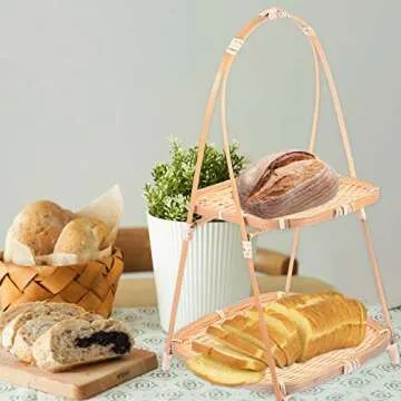 Chic Two-Tier Bamboo Serving Basket for Elegant Events