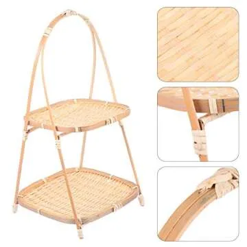 Chic Two-Tier Bamboo Serving Basket for Elegant Events