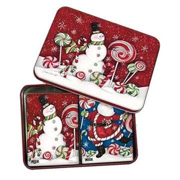 Lang Peppermint Christmas Playing Cards in Decorative Tin